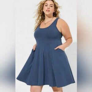Torrid Blue Mini Foxy Skater Tank Dress Size 4x with pockets